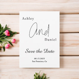 エレガントシンプル白黒の書道結婚の セーブザデート