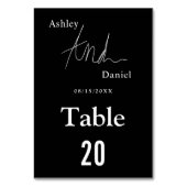 エレガントシンプル白黒の書道結婚の テーブルナンバー (正面)
