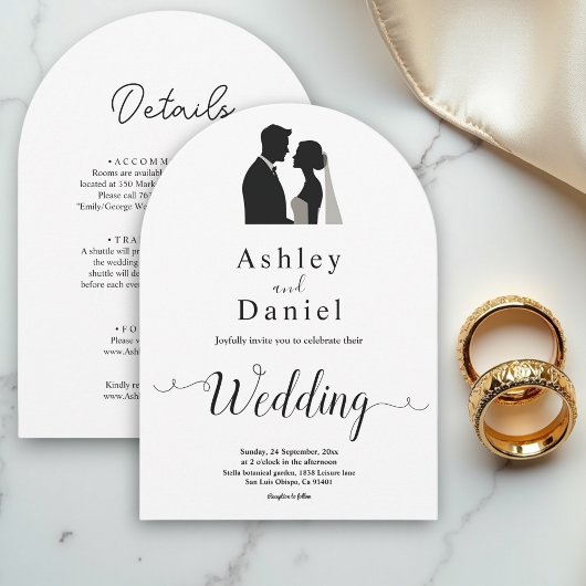 エレガントシンプル白黒の書道結婚の 招待状