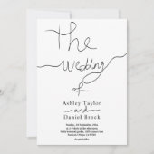 エレガントシンプル白黒の書道結婚の 招待状 (正面)