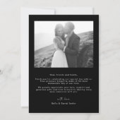 エレガントシンプル白黒スクリプト写真結婚の サンキューカード (裏面)
