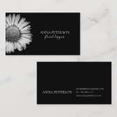エレガントシンプル白黒デイジーフラワー 名刺 (正面/裏面)