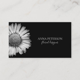 エレガントシンプル白黒デイジーフラワー 名刺