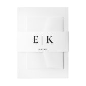 エレガントシンプル白黒モダンモノグラム結婚ズ 招待状ベリーバンド (正面例)