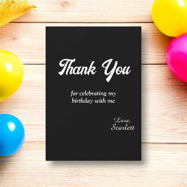 エレガントシンプル白黒モダン誕生日 サンキューカード