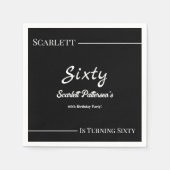 エレガントシンプル白黒モダン誕生日 スタンダードカクテルナプキン (正面)