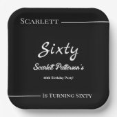 エレガントシンプル白黒モダン誕生日 ペーパープレート (正面)