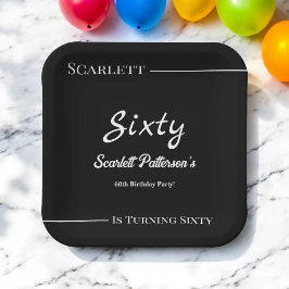 エレガントシンプル白黒モダン誕生日 ペーパープレート