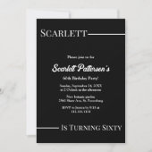 エレガントシンプル白黒モダン誕生日 招待状 (正面)