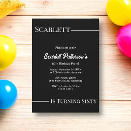 エレガントシンプル白黒モダン誕生日 招待状