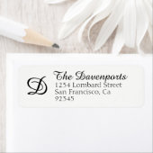 エレガントシンプル白黒モノグラム差出人住所 ラベル (インサイチュ)