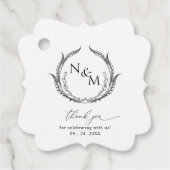 エレガントシンプル白黒モノグラム結婚ズ フェイバータグ (正面)