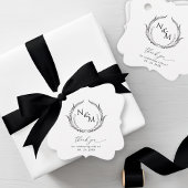 エレガントシンプル白黒モノグラム結婚ズ フェイバータグ