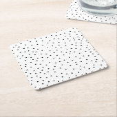 エレガントシンプル白黒水色水玉模様 スクエアペーパーコースター (アングル)