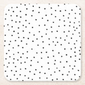 エレガントシンプル白黒水色水玉模様 スクエアペーパーコースター (正面)