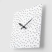 エレガントシンプル白黒水色水玉模様 スクエア壁時計 (傾斜)