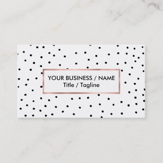 エレガントシンプル白黒水色水玉模様 名刺 (正面)