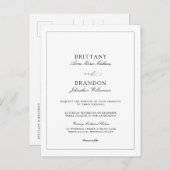 エレガントシンプル白黒結モダン婚への招待 インビテーションポストカード (正面/裏面)