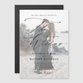 エレガントシンプル白黒結婚ズ マグネット招待状 (正面/裏面)