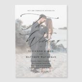 エレガントシンプル白黒結婚ズ マグネット招待状 (正面)