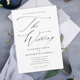 エレガントシンプル白黒結婚ズ マグネット招待状