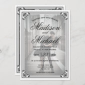 エレガントシンプル白黒結婚ズ 招待状 (正面/裏面)