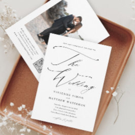 エレガントシンプル白黒結婚ズ 招待状