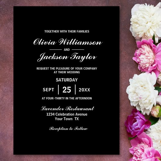 エレガントシンプル白黒結婚ズ 招待状