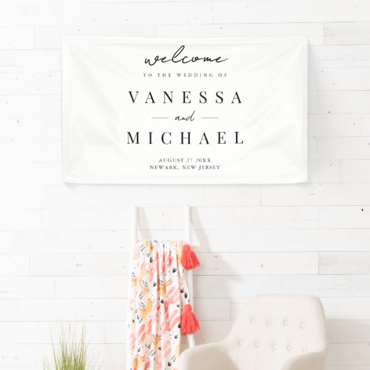 エレガントシンプル白黒結婚ズ 横断幕 (インサイチュ)