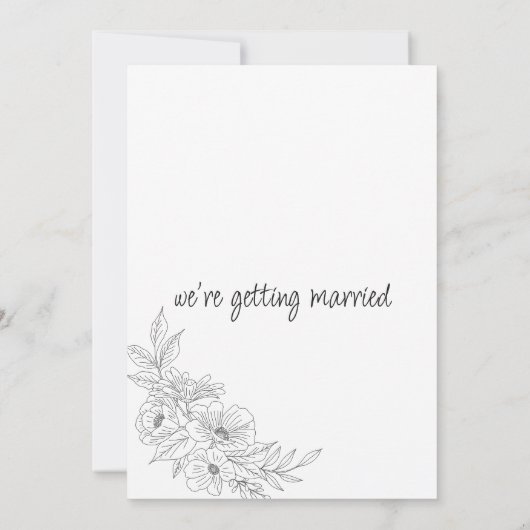 エレガントシンプル白黒結婚フローラ 招待状 (裏面)