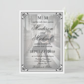 エレガントシンプル白黒結婚式招待状 招待状 (スタンド正面)