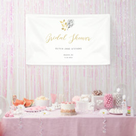 エレガントシンプル白黒金ゴールドブライダルシャワー 横断幕