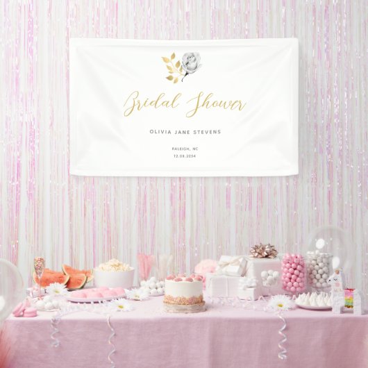 エレガントシンプル白黒金ゴールドブライダルシャワー 横断幕 (パーティー)