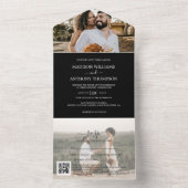エレガントシンプル白黒2写真Qrコード結婚s オールインワン招待状 (内側)
