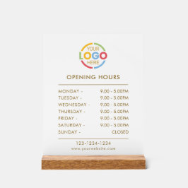 エレガントシンプル白 | ビジネスロゴ営業時間 アクリルサイン