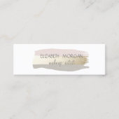 エレガントシンプル白、ホイルのブラシストローク スキニー名刺 (正面)