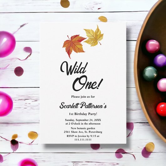 エレガントシンプル紅葉素朴1歳 招待状