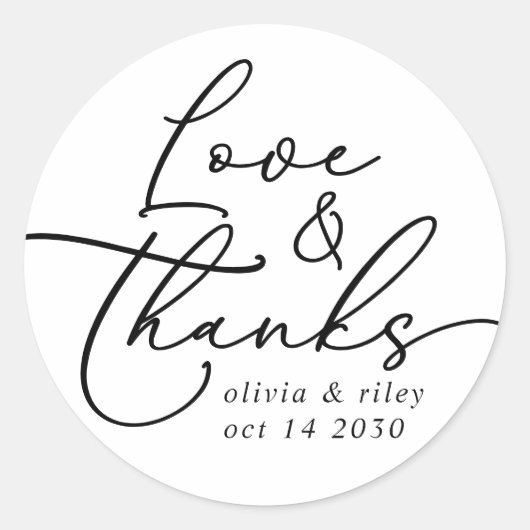 エレガントシンプル結婚の愛と感謝していは ラウンドシール (正面)