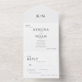 エレガントシンプル結婚モダンミニマルモノグラムのの オールインワン招待状 (内側)