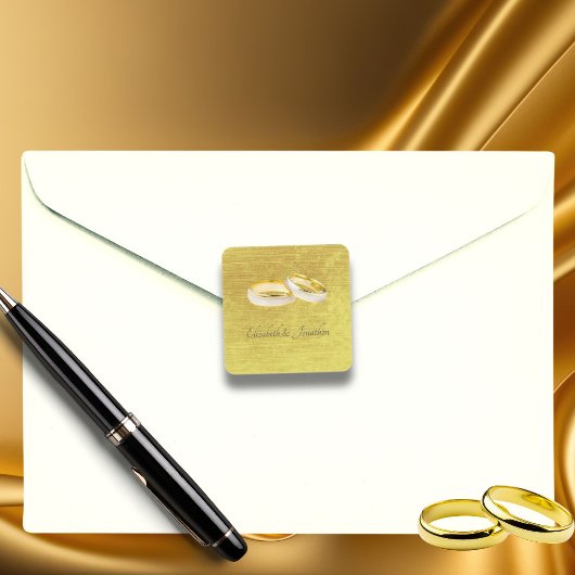 エレガントシンプル結婚リングや輪 スクエアシール