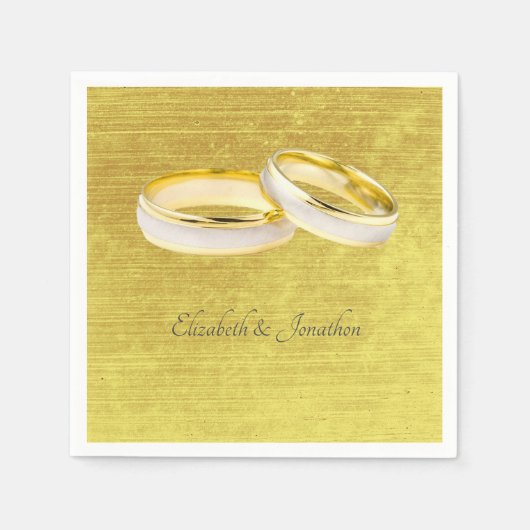 エレガントシンプル結婚リングや輪 スタンダードカクテルナプキン (正面)