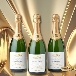 エレガントシンプル結婚リングや輪 スパークリングワインラベル