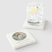 エレガントシンプル結婚写真の好意 ストーンコースター (横)