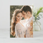 エレガントシンプル結婚写真テラコッタバック サンキューカード (スタンド正面)