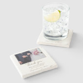 エレガントシンプル結婚写真Favor Stone Coaster ストーンコースター (横)