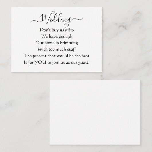 エレガントシンプル結婚贈与無し エンクロージャーカード (正面/裏面)