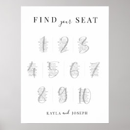 エレガントシンプル結婚10台の座席表の記号 ポスター