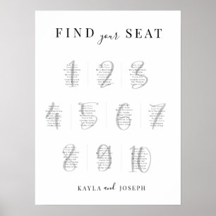 エレガントシンプル結婚10台の座席表の記号 ポスター