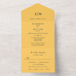 エレガントシンプル線花結婚群 オールインワン招待状