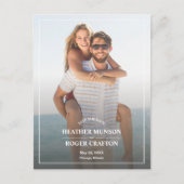 エレガントシンプル縁ど写真の結婚式の日付を保存 案内ポストカード (正面)